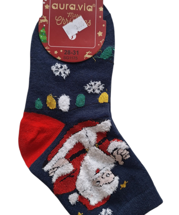 Kalėdinės mėlynos kojinės vaikams su seneliu šalčiu