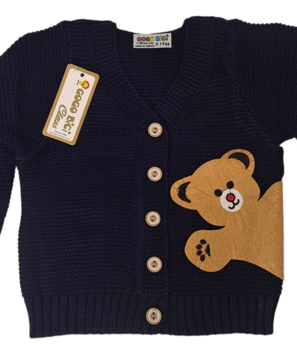 Mielas megztinis berniukams su meškiuku tamsiai mėlynas