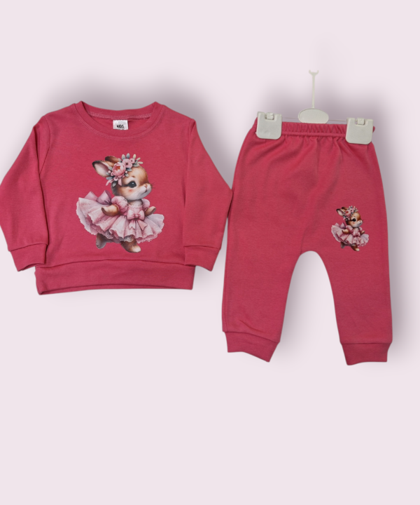 Medvilninis komplektas mergaitei su zuikučiu