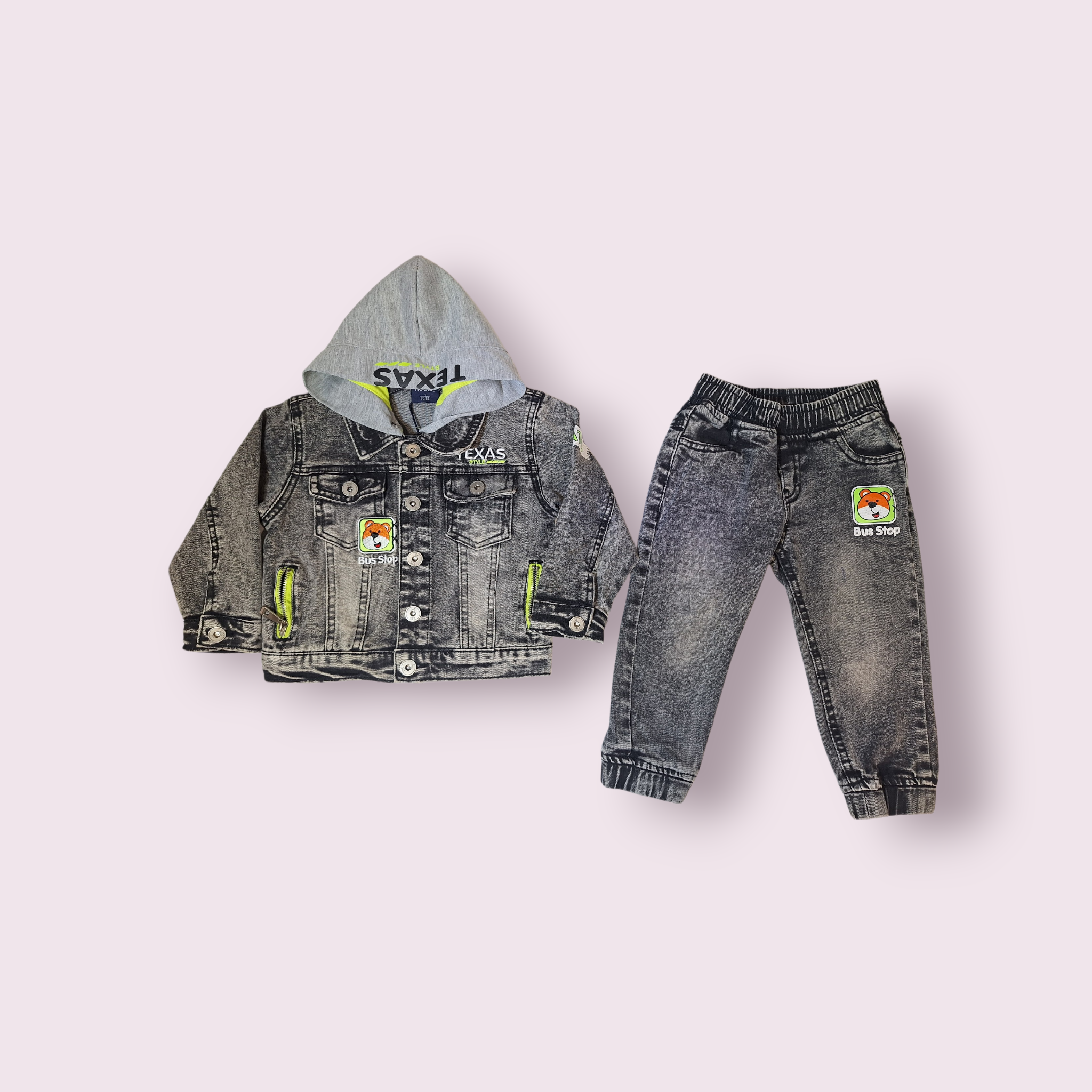 Džinsinis komplektas berniukui pilkas dzinsai/švarkelis