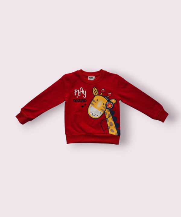 Raudona palaidinė bliuzonas berniukui su žirafa