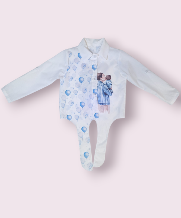 Mergaitiški balti marškiniai su piešiniu "Mama ir Baby"