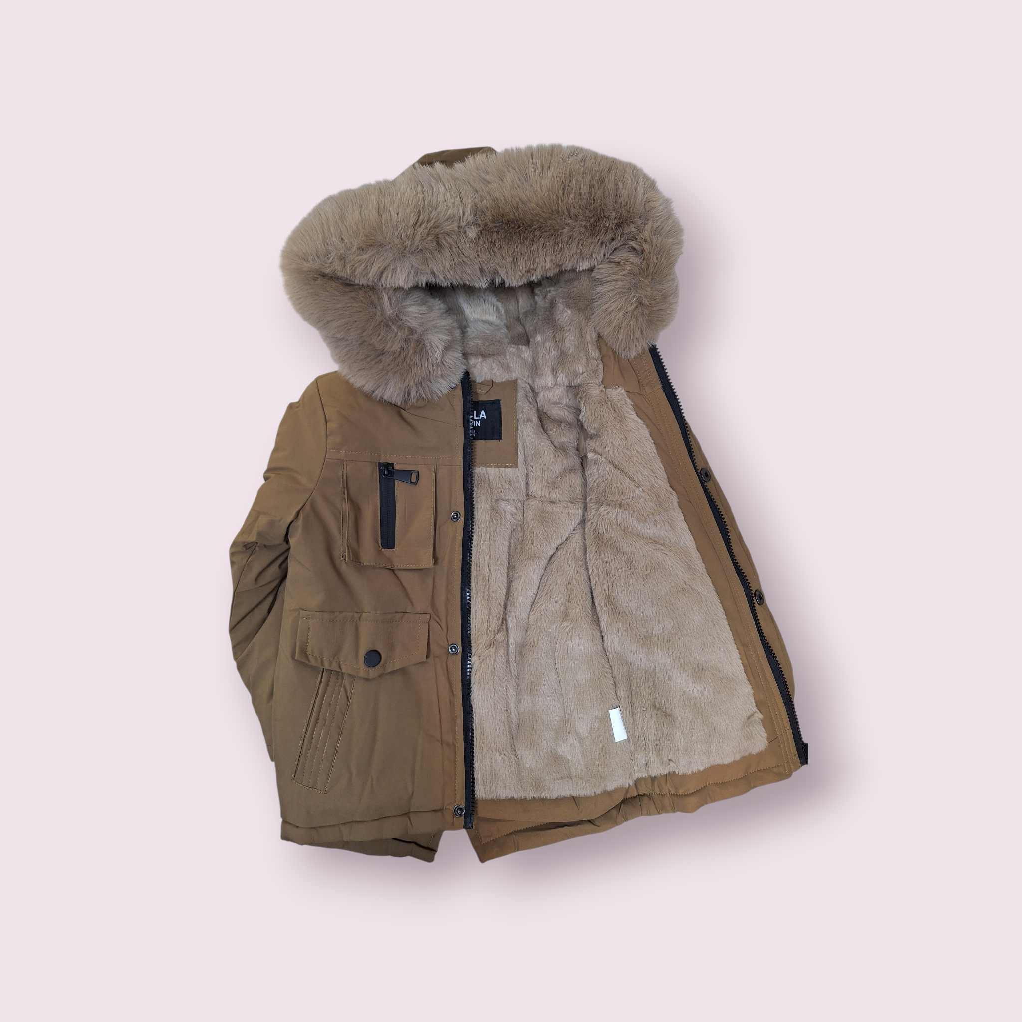 Berniukiška žieminė rusva striukė su kailiu - Image 2