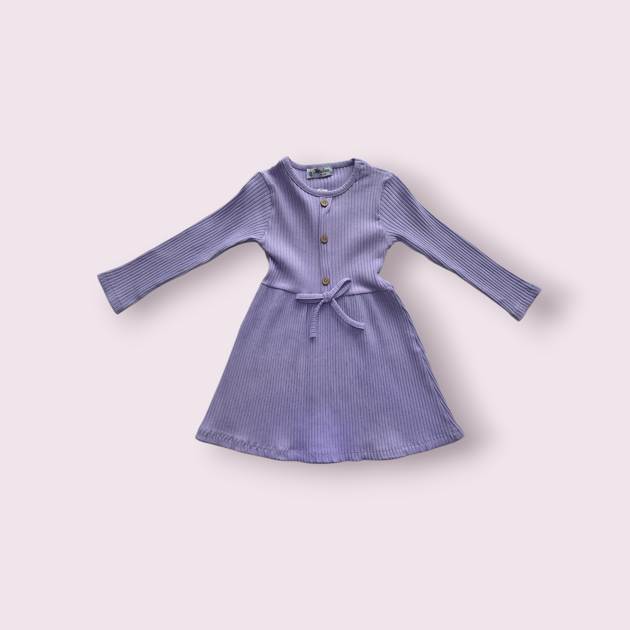 Medvilninė violetinė mergaitiška suknelė