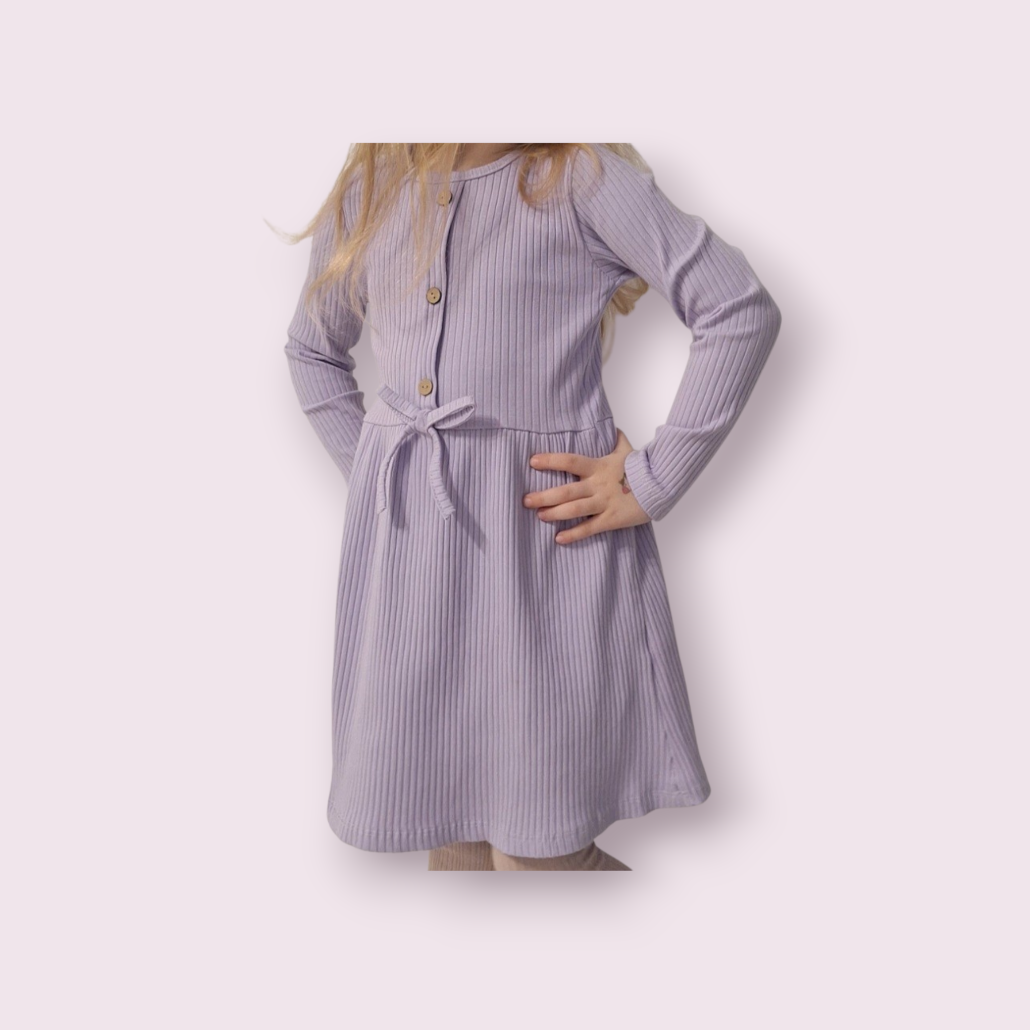 Medvilninė violetinė mergaitiška suknelė - Image 4