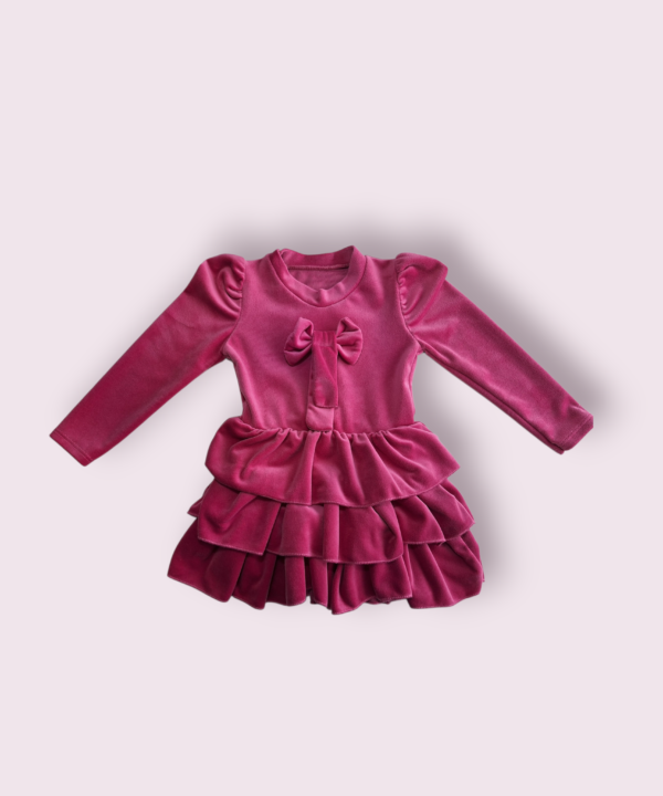 Puošni rožinė suknelė mergaitei su kaspinu