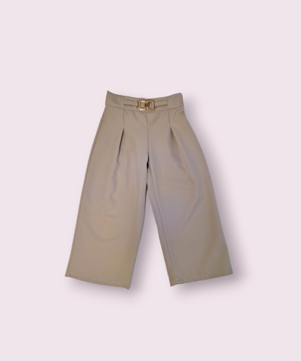 Puošnios plačios smėlinės spalvos kelnės mergaitei